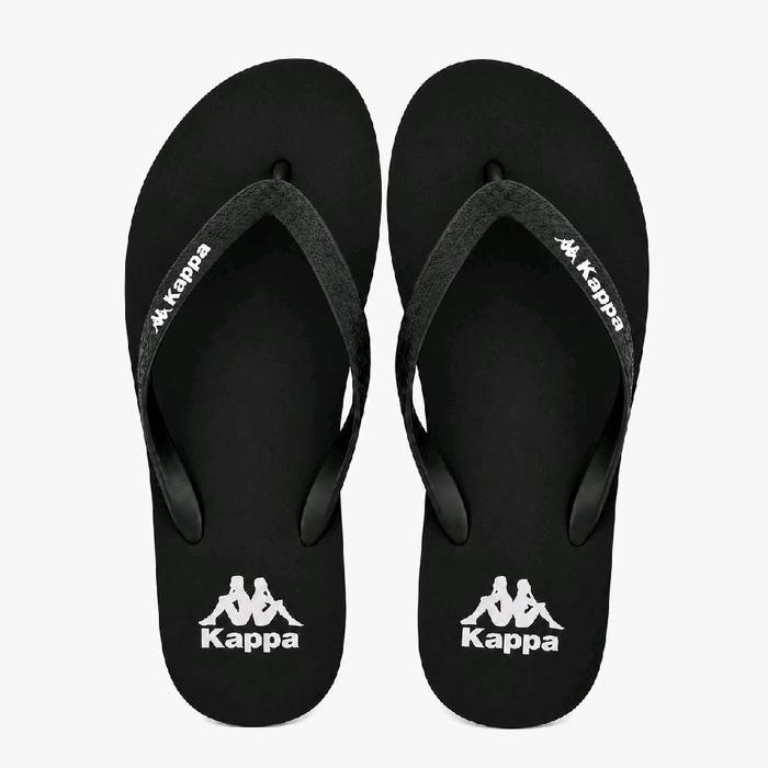 Kappa Sandal Jepit Cowo Selempang Hitam dengan Logo Kappa di Sol Shoes