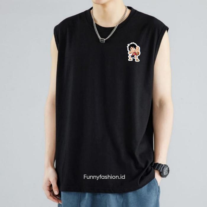 Singlet Pria Luffy Gear Second - Singlet Pria Dewasa - Singlet Pria Gym - Kaos Distro Keren - Hitam,