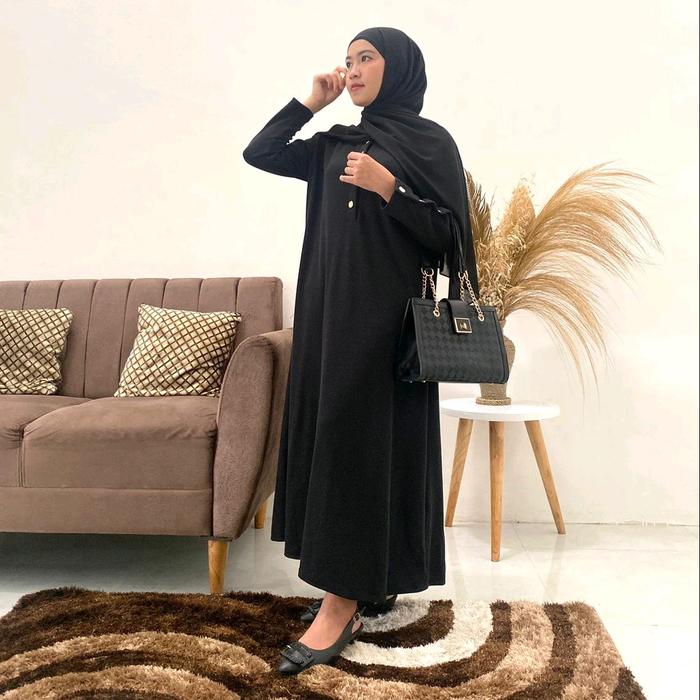 Inara Gamis Dress Cantik Midi wanita muslim terbaru 2024 bahan nyaman knit premium motif kancing Ele