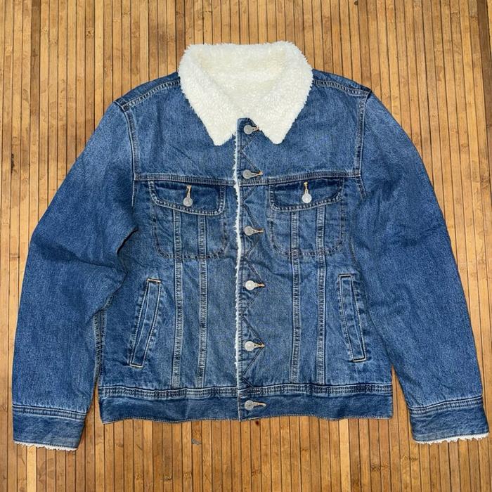 GU SHERPA DENIM JEANS TRUCKER JACKET