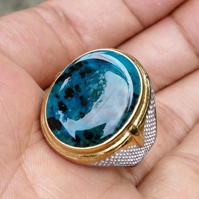 cincin batu bacan Doko majiko totol coklat keristal clean ngaca bergiwang asli
