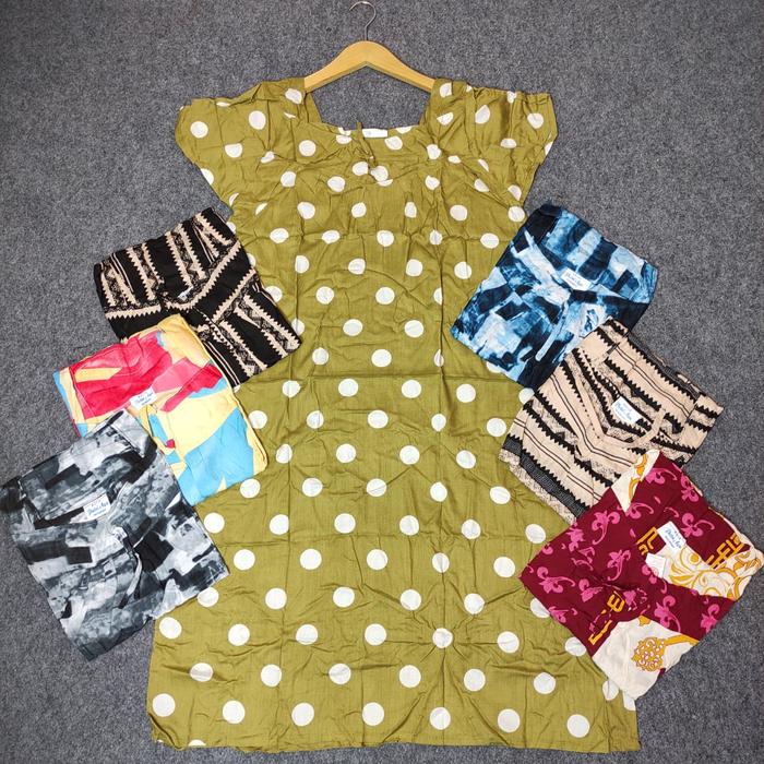Daster lengan pendek wanita dewasa putri ayu rayon warna corak batik (veny) all size
