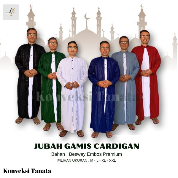 Jubah Gamis Pria Luaran Cardigan Bahan Embos Premium 2 in 1 Toyobo