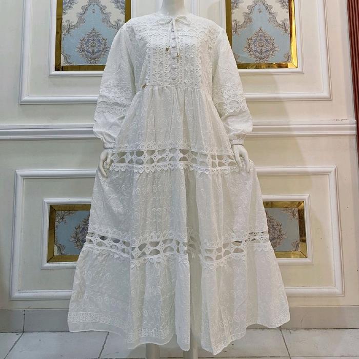 Midi Dress Katbol Jumbo Premium Katun Bordir Bolong Arina By Najwa -