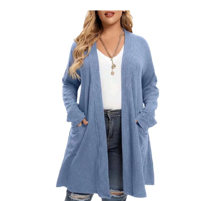 Cardigan Wanita Aira Knit Long Cardy Motif Rajut Garis Nyaman - Tangan Panjang, Oversize, Atasan, Ba