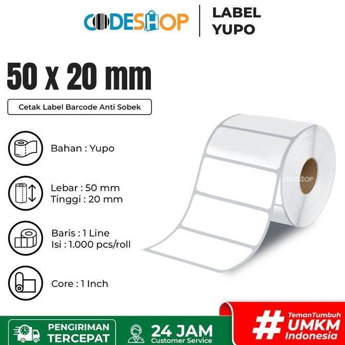 Hot Sale Stiker Label Yupo 50 X 20 Mm Sparepart Mobil Motor Sintetis Tahan Lama