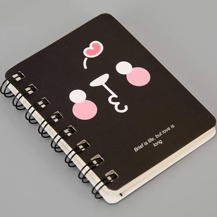 Notebook Mini Spiral Cute karakter/ Mini Notebook Bergaris/ Spiral Ruled Notebook Mini Multifungai