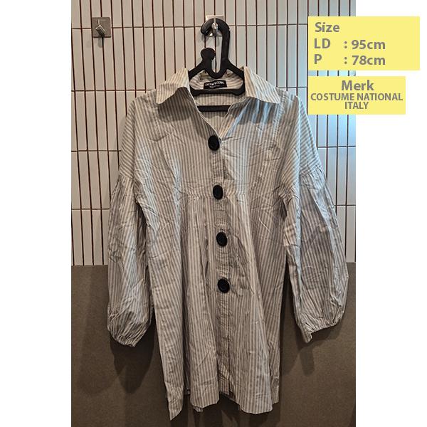 Preloved Murah!!! Blouse Tunik Lengan Panjang Merk Costume National Made in Italy Motif Garis-Garis
