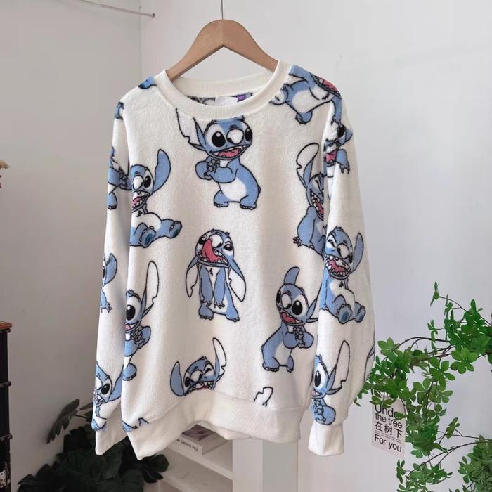 Sweater Dsny Stitch White Full Lilostitch Bulu