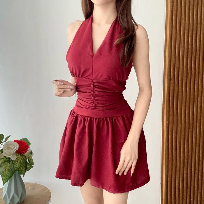 SHANJU mini dress tanpa lengan  terbaru