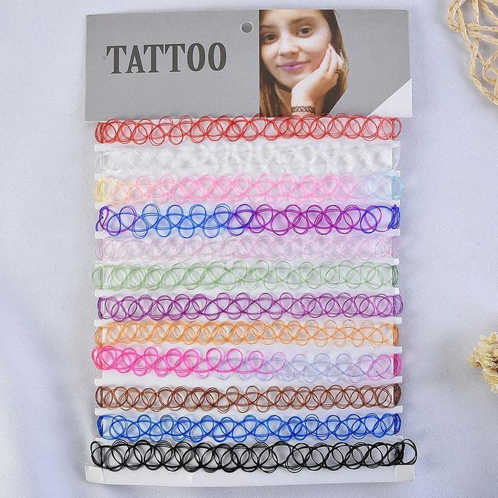 12Pcs Vintage Neck Tattoo Choker Elastic Women Necklace Punk Tattoo Choker Stretch Necklace Jewelry