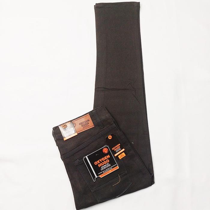 Celana Stretch Jeans Smart Casual Oxygen Hugo Slim Fit Warna Grey Baby Canvas Pria - Skinny - Panjan