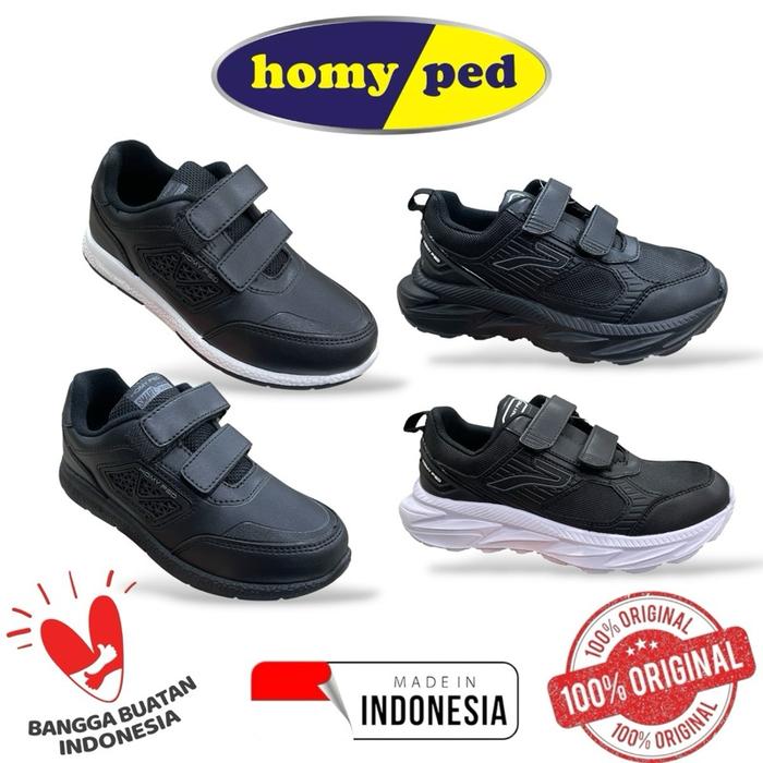 SEPATU SEKOLAH HOMYPED PEREKAT HITAM HITAM/HITAM PUTIH - union - Skyver - Frenzy - Hogan - Foster - 