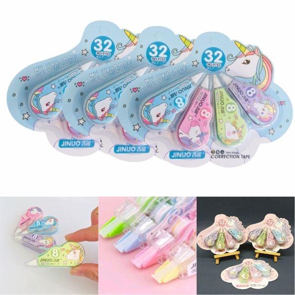MM - Correction Tape Karakter 4 In 1 Penghapus Pulpen Roll Isi 4pcs Karakter Lucu Unicorn Penghapus 