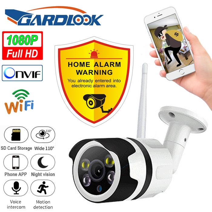 Kamera IP Wifi Luar Ruangan 1080P Kamera Tahan Air P2P ONVIF Audio