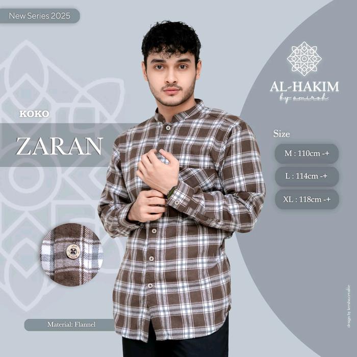 ZARAN BAJU KOKO DEWASA LENGAN PANJANG - FASHION MUSLIM PRIA BAHAN FLANEL MOTIF KOTAK