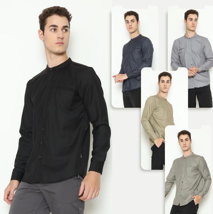 CG708 REV Kemeja Koko Pria Lengan Panjang Polos Bahan Semi Wool PROMO SPECIAL