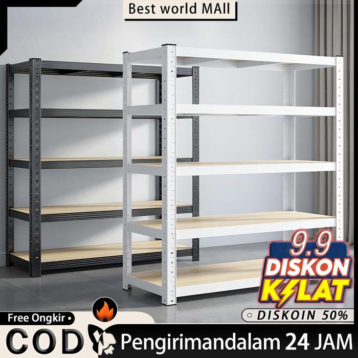 TERLARIS Rak Besi Siku 5 Susun Rak Gudang Rak Dapur Rak Supermarket Rak Besi Serbaguna Rak Aquarium1