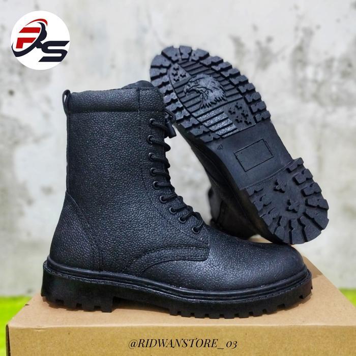 Ada Sepatu Pdl Boots Kulit Jeruk Tali Resleting Jatah Tni Ad Security Satlinmas Hansip Size 39-45