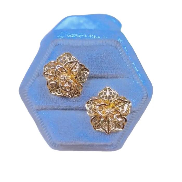 Anting bunga Kendari replika emas asli