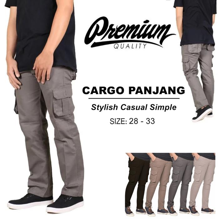 CELANA Cargo panjang pria Gunung PDL Banyak Kantong Kaki Lebar Hijau Army - L Bark Store