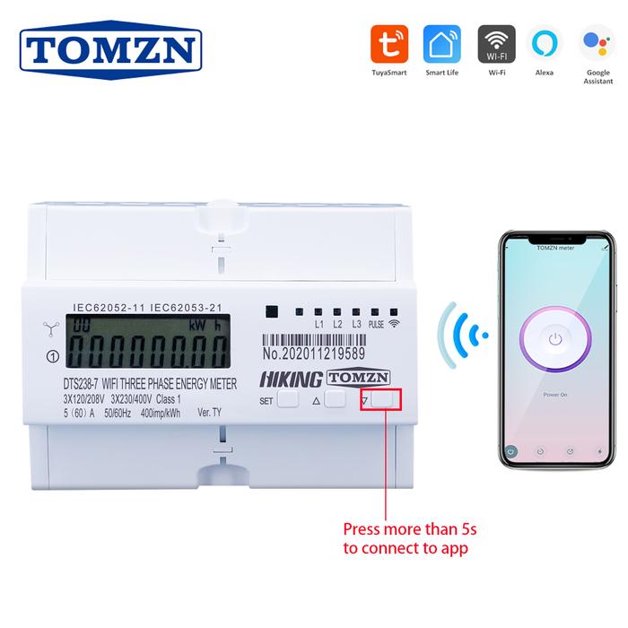 Tuya 3 Phase Din Rail WIFI Smart Energy Meter timer Power Consumption