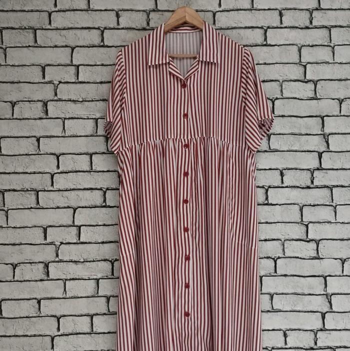 Nailma Dress - Daster Rayon Kancing Wanita Kerut Pinggang Tangan Pendek Busui Friendly