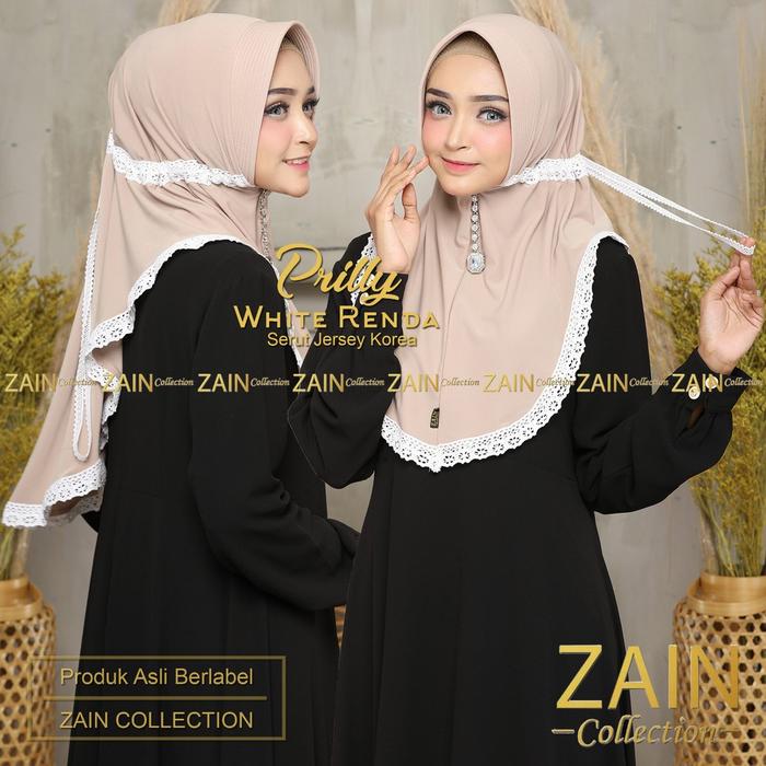Jilbab Instan Serut Prilly Variasi Renda Ori Zain Collection