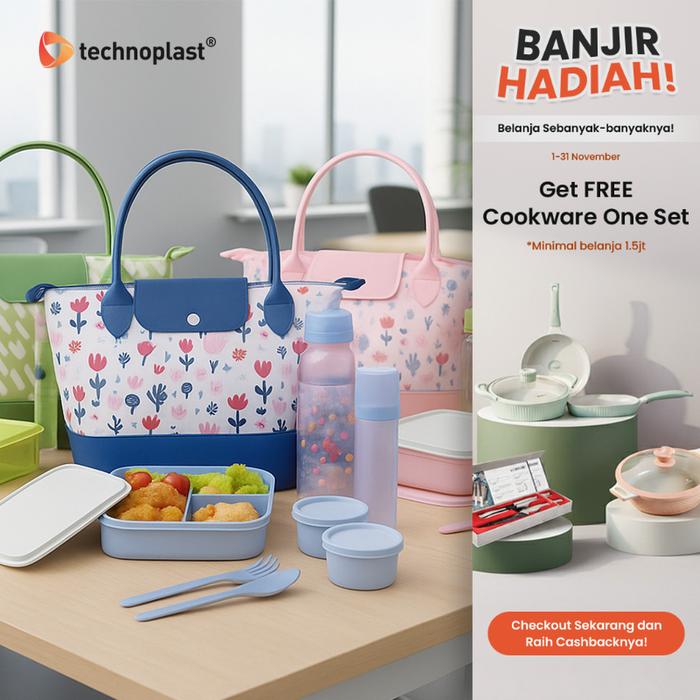 Technoplast Lungo Handbag Set Lunch Bag | Kotak Bekal Dewasa | Tempat Makan Set 8 in 1 - 3 Sealware,