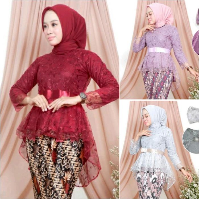Aurora Tulle Bordir / Atasan Kebaya Brukat Tile / Kebaya Aurora Mewah / Kebaya wisuda / Kebaya Tile 