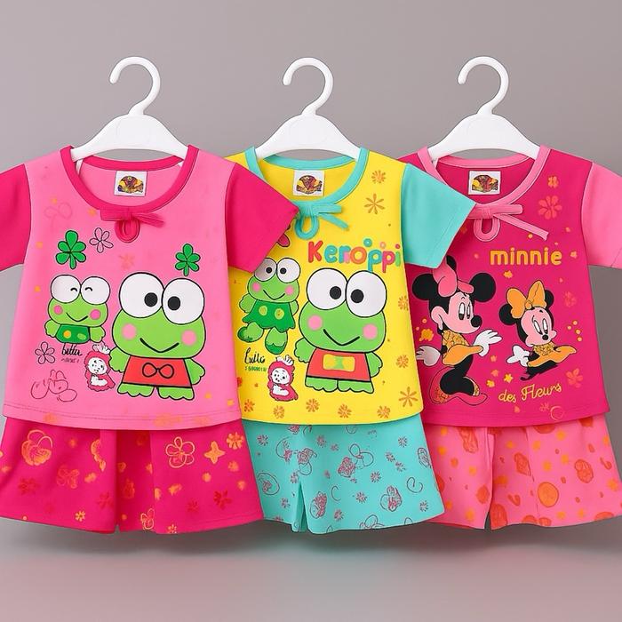 3 PCS Setelan Rok Karakter Anak Perempuan Usia 1-2 Tahun | Baju Bayi Lucu & Nyaman Anak-Anak