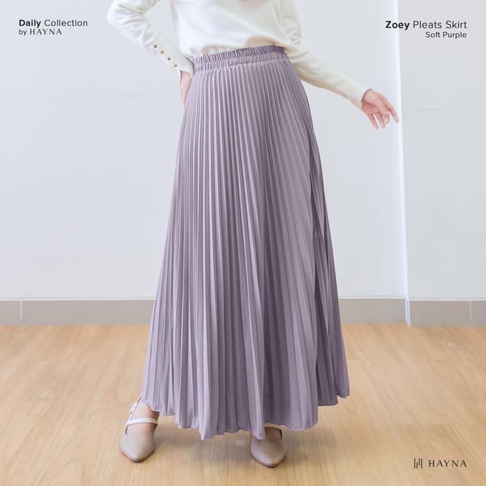 HAYNA Zoey Pleats Skirt (Soft Purple) - Rok Wanita Plisket Bahan Lembut Nyaman untuk Kegiatan Sehari