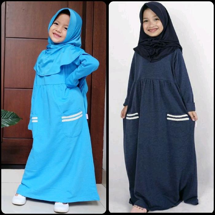 25. TERBARU ! GAMIS KAOS ANAK PEREMPUAN MURAH BABYTERRY WARNA BIRU NAVY SET SETELAN USIA 2 3 TAHUN B