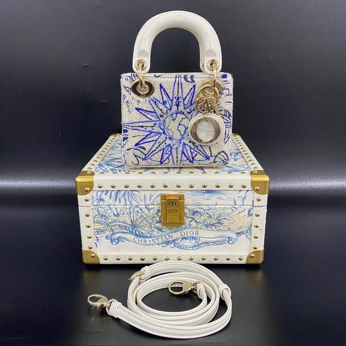 Lady Dior Micro Embroidered Blue Sun Motif Bag Special Edition