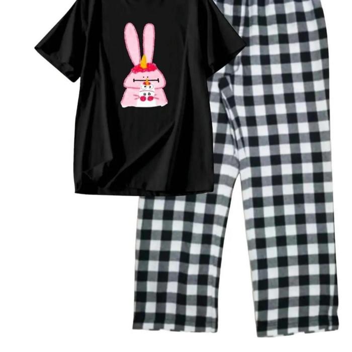 Setelan Baju Wanita Oversize Kombinasi Bunny Unicorn - Setelan Remaja