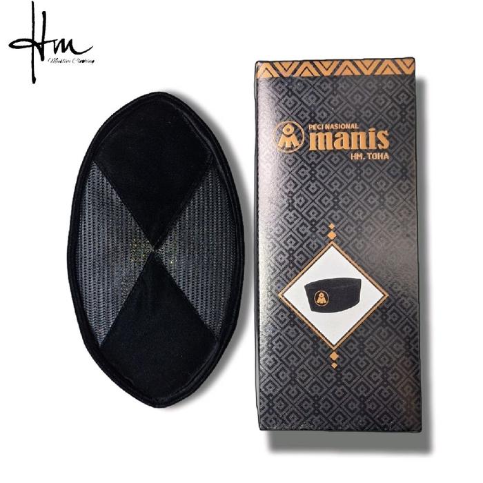 Peci Manis AC Silang Kopiah Songkok Hitam Polos HM Toha Bandung Tanpa Kertas - Topi Muslim Dewasa Ny