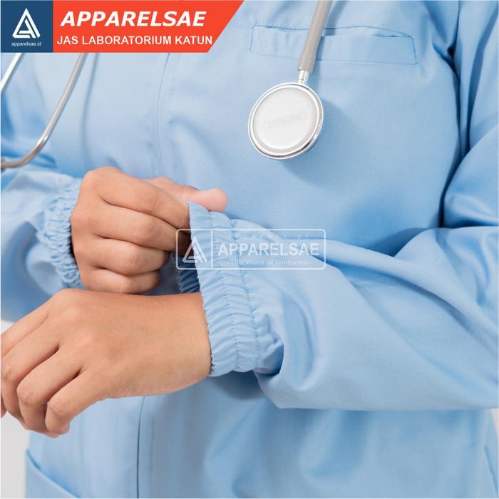 New Promo Jas Lab Warna Jas Laboratorium Warna Biru Lengan Panjang Karet Best Seller