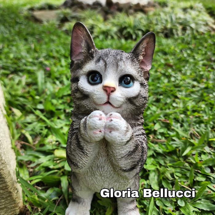patung pajangan miniatur kucing berdiri anggora persia besar dekorasi kebun rumah