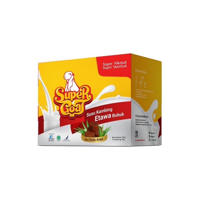 SUPERGOAT SUSU KAMBING ETAWA BUBUK PLUS GULA AREN 1 BOX ISI 10 SACHET ORIGINAL