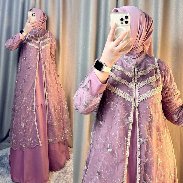 Gamis set auter borkat terbaru- gamis set outer - dress set outer model terbaru-gamis borkat