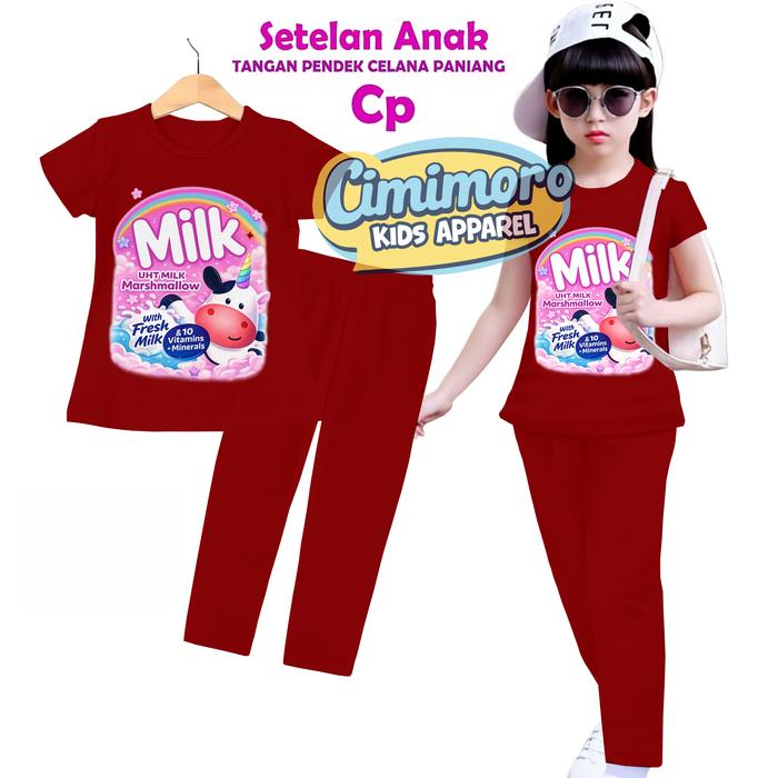 Cimimoro setelan baju anak perempuan pendek celana panjang st anak CP EDITION Gambar Marshmallow Fas