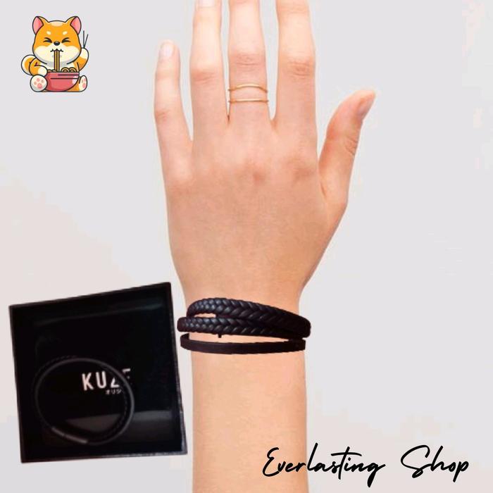 Gelang Kulit Kuze Bracelet Original Pria Wanita Laki Unisex Perhiasan Fashion Hitam black Genuine Le