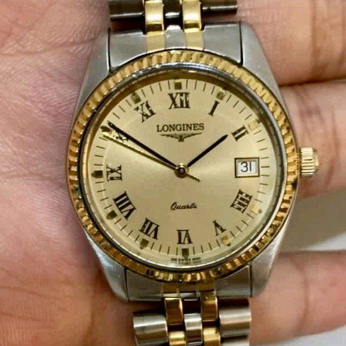 PRELOVED LONGINES L7 631 3 GOLD DIAL AND BEZEL STAINLESS STEEL AND GOLD STRAP QUARTZ 156 SWISS 1630 