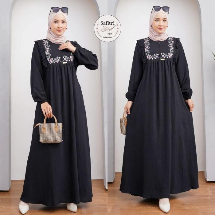 Zora Dress 1 Gamis Bahan Polo Linen Putih Hitam Manasik Haji Thawaf Umroh By Safitri Fashion Origina