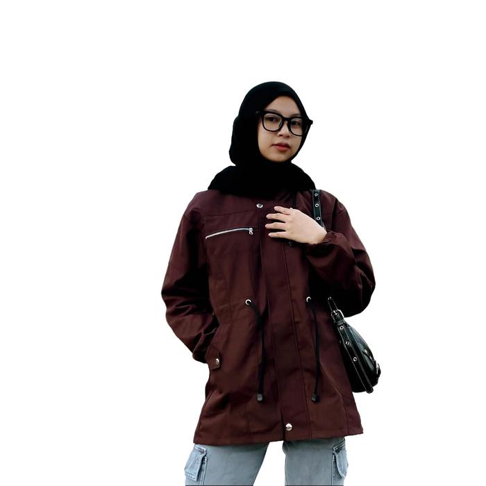 Jaket Parka Wanita Muslimah Bolak Balik Canvas Premium