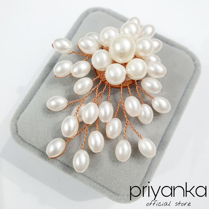 PREMIUM Bros Dagu Juntai Handmade Mewah Elegan Motif Cincin Besar//Bros Hijab Kristal Syari Cantik/B
