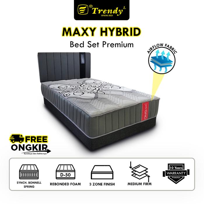 Trendy Ventura Maxy Hybrid - Kasur Spring Bed Set - Kasur - Dipan/Divan - Sandaran/Headboard