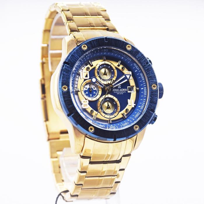 Jam tangan pria fashion NEW Jonas Jasmin 5371 original rantai Chrono tanggal aktif DM4.5cm