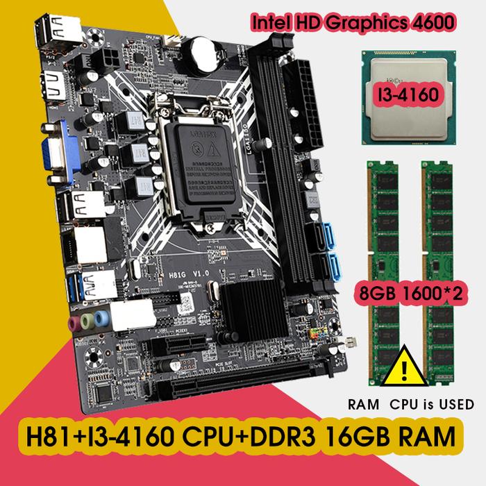 H81 Mainboard LGA 1150 kit is equipped With Intel I3-4160 processor