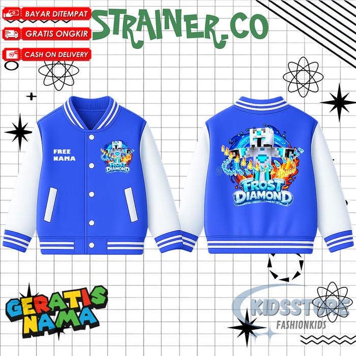 Jaket Varsity Anak Frost Diamond / Jaket Baseball Anak Unisex Club Frost Diamond Gratis nama Laki La